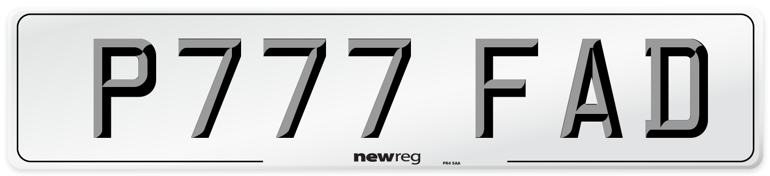 P777 FAD Number Plate from New Reg